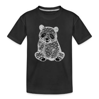 Geometrischer Panda Netzkunst - Kinder Premium Bio T-Shirt - Schwarz - Vorne