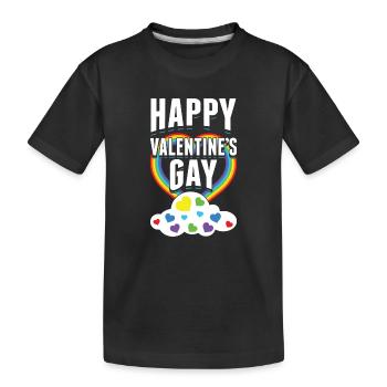 Happy Valentines Gay Rainbow Cloud Romantique - T-shirt bio Premium Enfant - noir - Devant