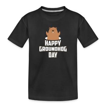 Glückliches Groundhog Day T-Shirt - Waldmurmeltier 1886 - Kinder Premium Bio T-Shirt - Schwarz - Vorne