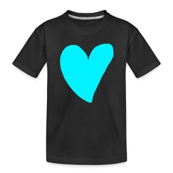 Heart turquoise cyan gift idea green blue - Kids' Premium Organic T-Shirt - black - Front