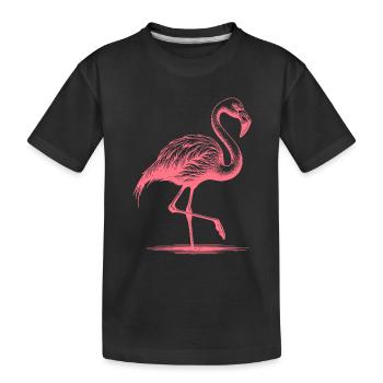 Joli flamant rose debout sur une jambe - T-shirt bio Premium Enfant - noir - Devant