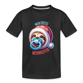 Mein Erstes Weihnachten Baby Faultier Lustig - Kinder Premium Bio T-Shirt - Schwarz - Vorne