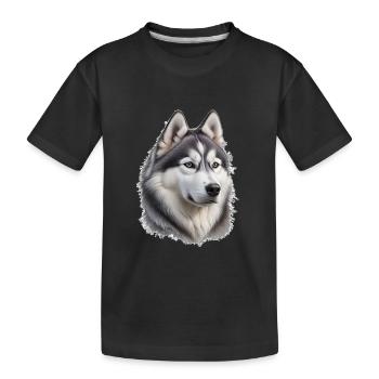Husky - Kids' Premium Organic T-Shirt - black - Front