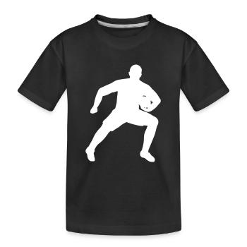 Un joueur de rugby défend le ballon - T-shirt bio Premium Enfant - noir - Devant