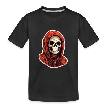 Crâne avec sweat à capuche - T-shirt bio Premium Enfant - noir - Devant