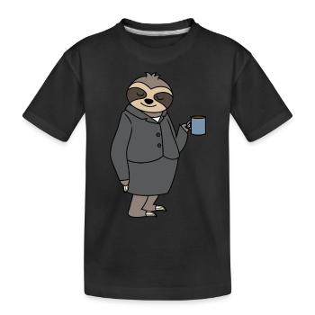 Sloth Woman Office Colleague Work colleague Boss - Kids' Premium Organic T-Shirt - black - Front