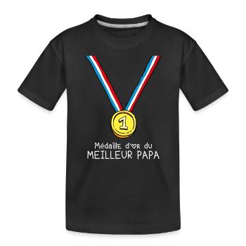 T-shirt Médaille d'or du meilleur papa - T-shirt bio Premium Enfant - noir - Devant