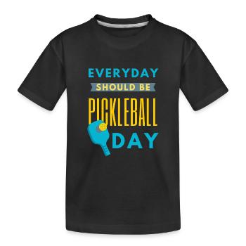 Jeder Tag sollte Pickleball-Tag sein lustiges Zitat - Kinder Premium Bio T-Shirt - Schwarz - Vorne