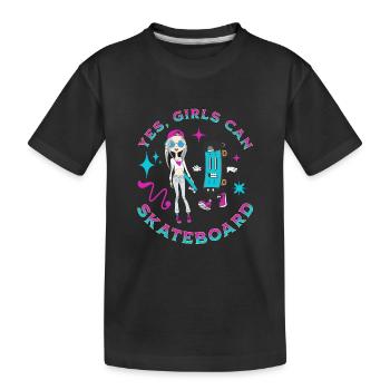 Ja Mädchen können Skateboard Skateboarder Skater Frauen - Kinder Premium Bio T-Shirt - Schwarz - Vorne