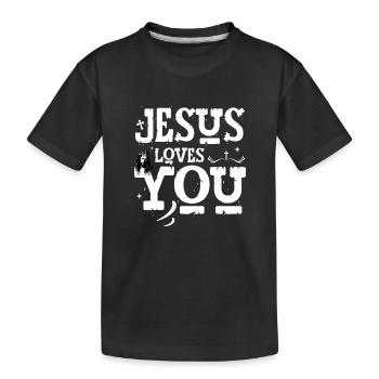 Jesus liebt dich Christ Ordensmann Christus Gott - Kinder Premium Bio T-Shirt - Schwarz - Vorne