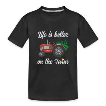 La vie est meilleure à la ferme Drôle de tracteur Poulet - T-shirt bio Premium Enfant - noir - Devant