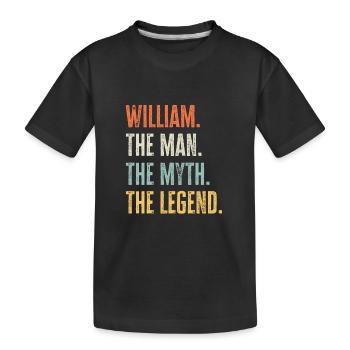 William, Mann Mythos Legende, lustig bester Name William - Kinder Premium Bio T-Shirt - Schwarz - Vorne