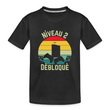 Level 2 Unlocked - Kids' Premium Organic T-Shirt - black - Front