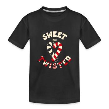 Cannes de bonbons sucrées mais tordues canne à sucre - T-shirt bio Premium Enfant - noir - Devant
