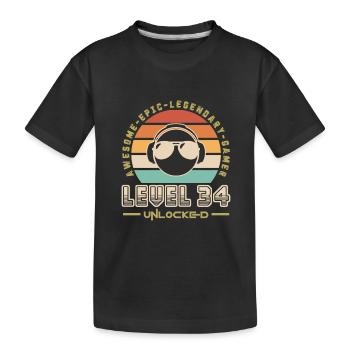 Level 34 - Kids' Premium Organic T-Shirt - black - Front