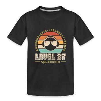 Level 37 - Kids' Premium Organic T-Shirt - black - Front