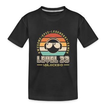 Level 33 - Kids' Premium Organic T-Shirt - black - Front