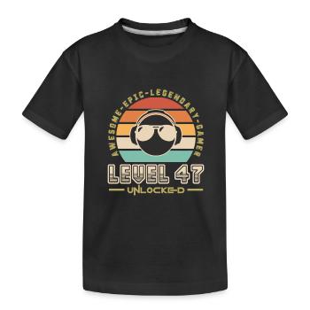 Level 47 - Kids' Premium Organic T-Shirt - black - Front