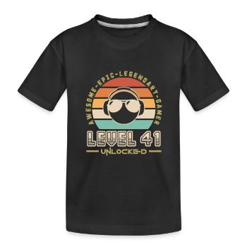 Level 41 - Kids' Premium Organic T-Shirt - black - Front