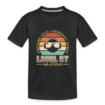 Level 57 - Kids' Premium Organic T-Shirt - black - Front