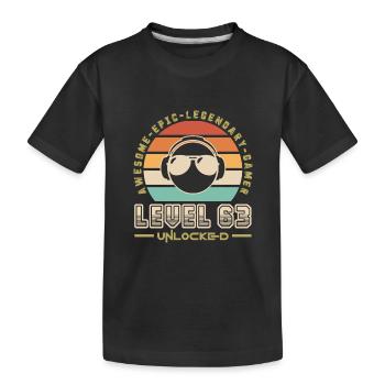 Level 63 - Kids' Premium Organic T-Shirt - black - Front