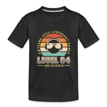 Level 64 - Kids' Premium Organic T-Shirt - black - Front