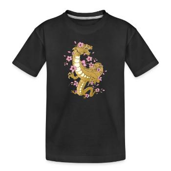 Japanese Dragon Cherry Blossoms Sakura Dragon - Kids' Premium Organic T-Shirt - black - Front