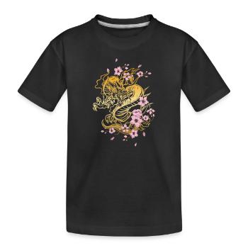 Japanese Dragon Cherry Blossoms Sakura Dragon - Kids' Premium Organic T-Shirt - black - Front