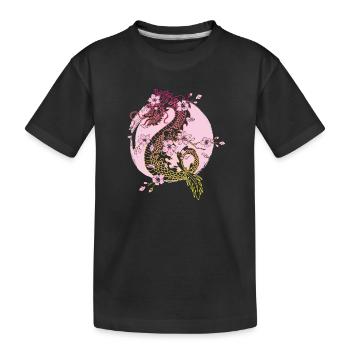 Japanese Dragon Cherry Blossoms Sakura Dragon - Kids' Premium Organic T-Shirt - black - Front