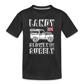 Landy Slowly But Surely - Kids' Premium Organic T-Shirt - black - Front
