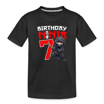 Kids Birthday Ninja Shirt - 7 Year Old Ninja Birth - Kinder Premium Bio T-Shirt - Schwarz - Vorne