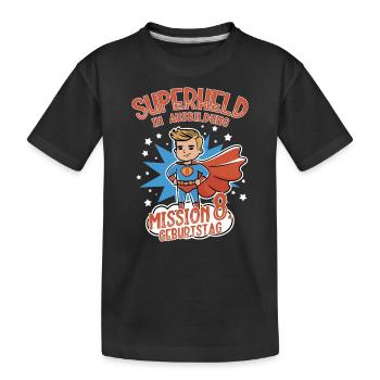 Superheld in Ausbildung 8. Geburtstag Junge blond - Kinder Premium Bio T-Shirt - Schwarz - Vorne