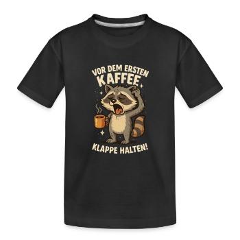 Lustiger Waschbär mit frecher Spruch - Kinder Premium Bio T-Shirt - Schwarz - Vorne