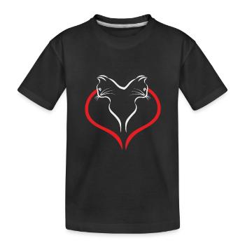 Saint-Valentin Red Heart Cat, chatons mignons - T-shirt bio Premium Enfant - noir - Devant