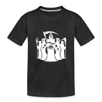 Halloween Grusel Gruppen Party mit Kürbis - Kinder Premium Bio T-Shirt - Schwarz - Vorne