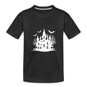 Unheimliches Spukhaus Halloween Tattoo Style - Kinder Premium Bio T-Shirt - Schwarz - Vorne
