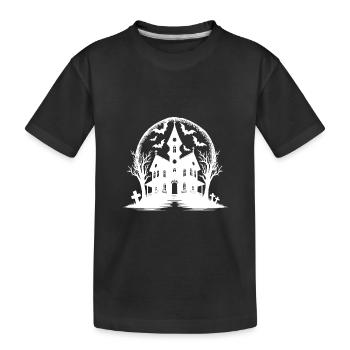 Maison hantée classique, style effrayant d’Halloween - T-shirt bio Premium Enfant - noir - Devant