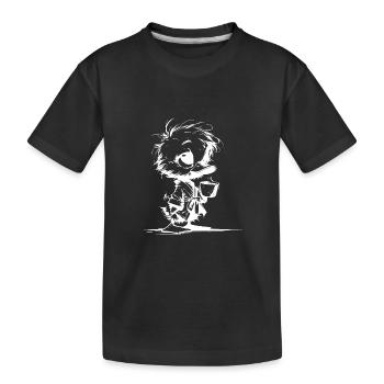 Aufgewecktes verschlafenes Entchen im Bademantel - Kinder Premium Bio T-Shirt - Schwarz - Vorne