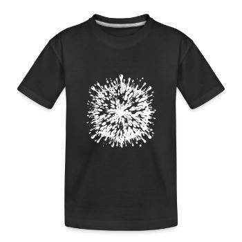 Viele Öl Tropfen die in alle Richtung zerspritzen - Kinder Premium Bio T-Shirt - Schwarz - Vorne