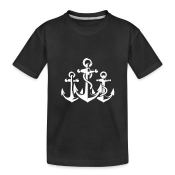 Nautische Anker Gruppe mit Tau um das Eisen - Kinder Premium Bio T-Shirt - Schwarz - Vorne