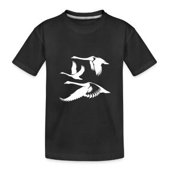 élégant cygne muet troupeau oiseaux cygne - T-shirt bio Premium Enfant - noir - Devant