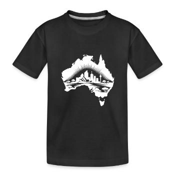 Australischer Kontinent Landschaft Tattoo Sytyle - Kinder Premium Bio T-Shirt - Schwarz - Vorne