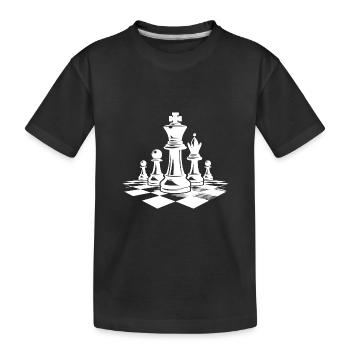 Schachbrett mit Schachfiguren König und Dame - Kinder Premium Bio T-Shirt - Schwarz - Vorne