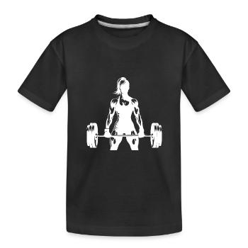 Ambitionierter Sportler mit Langhantel - Kinder Premium Bio T-Shirt - Schwarz - Vorne