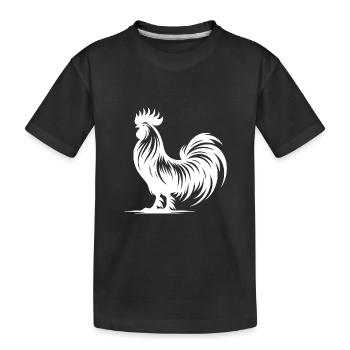 Stolzer Gockel Rassehahn mit großem Kamm - Kinder Premium Bio T-Shirt - Schwarz - Vorne