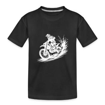 Dessin d’illustration dynamique de motocross - T-shirt bio Premium Enfant - noir - Devant