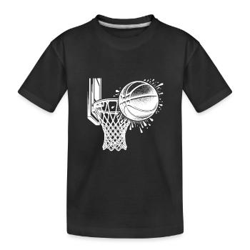 Basketball Korb mit Basketball - Kinder Premium Bio T-Shirt - Schwarz - Vorne