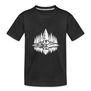 Atmospheric wilderness camping by the lake - Kids' Premium Organic T-Shirt - black - Front