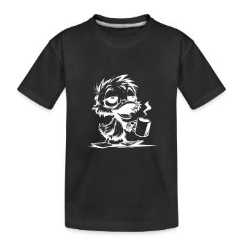Putzige verschlafene Ente mit heissem Kaffee - Kinder Premium Bio T-Shirt - Schwarz - Vorne