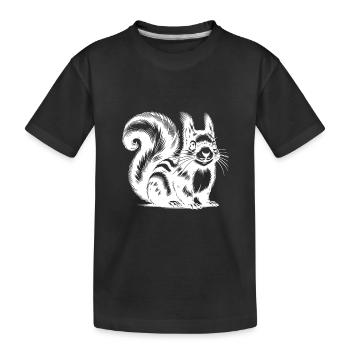 Putziges Kinder Eichhörnchen Tusche Zeichnung - Kinder Premium Bio T-Shirt - Schwarz - Vorne